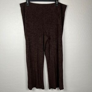 Coldwater Creek 1X Womens Pants Brown Pleated Wide Leg Made in USA